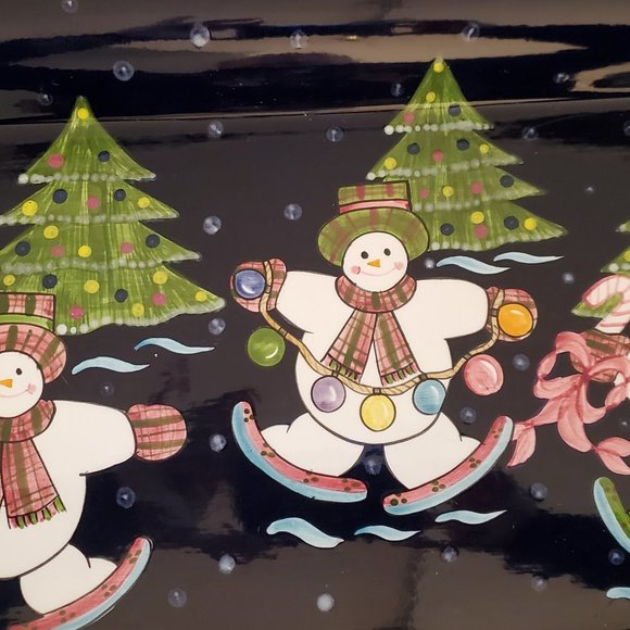 Laurie Gates Christmas Holiday Snowman Serving Tray - Picture 3 of 4